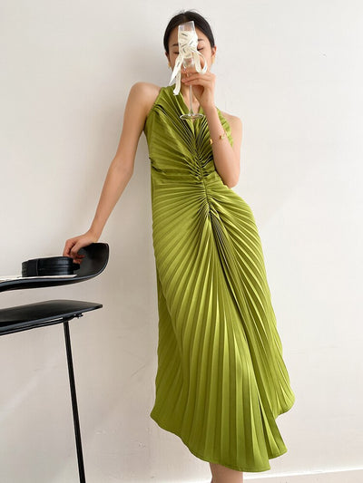 Pleated Sleeveless Strapless Dress Women New Summer Zipper Vest Long Dress Sexy Party Evening Dresses - The Grace