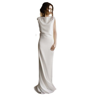 Light Wedding Dress, Satin,Slim And Thin, Bridal Halter Evening Dress - The Grace