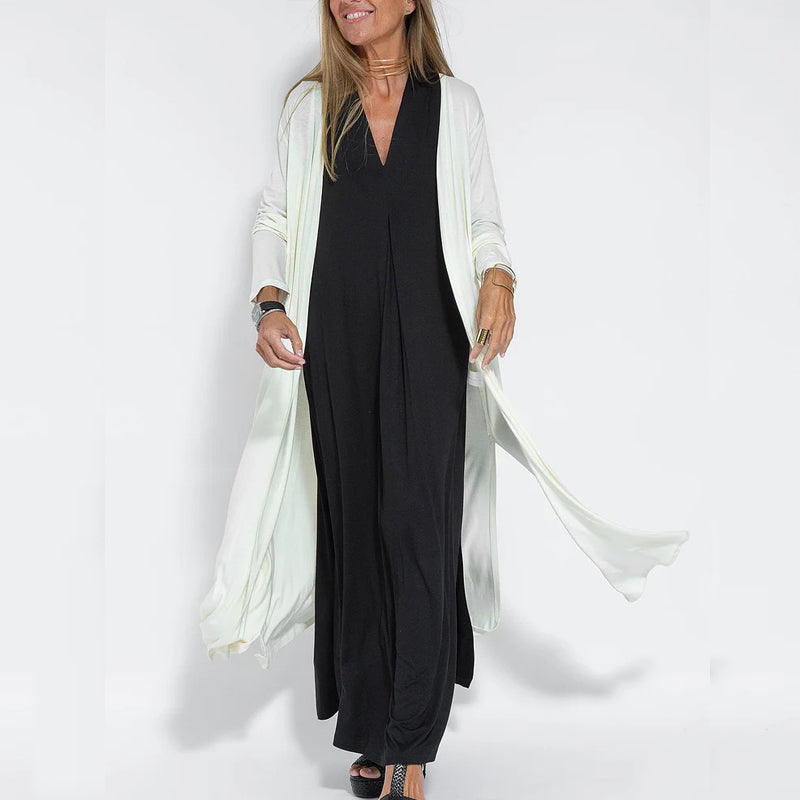 Fashion New Style Solid Color Long Sleeve Long Slit Trench - The Grace