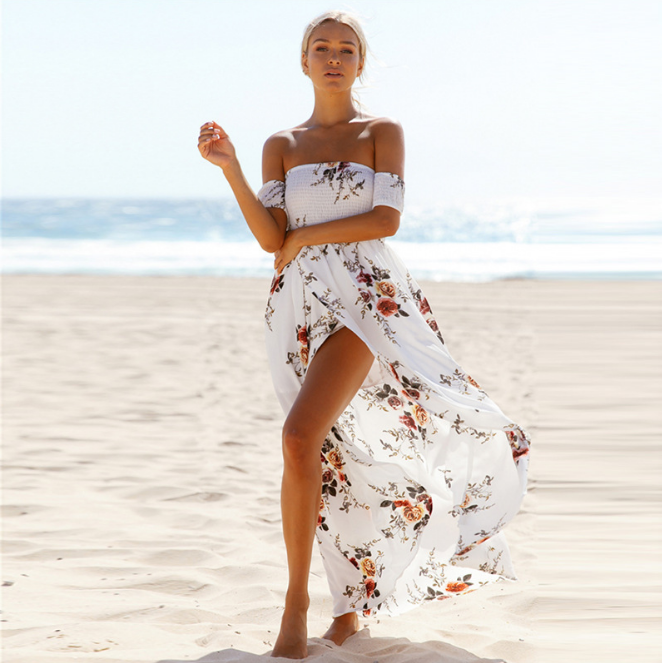 Boho style long dress women Off shoulder beach summer dresses - The Grace