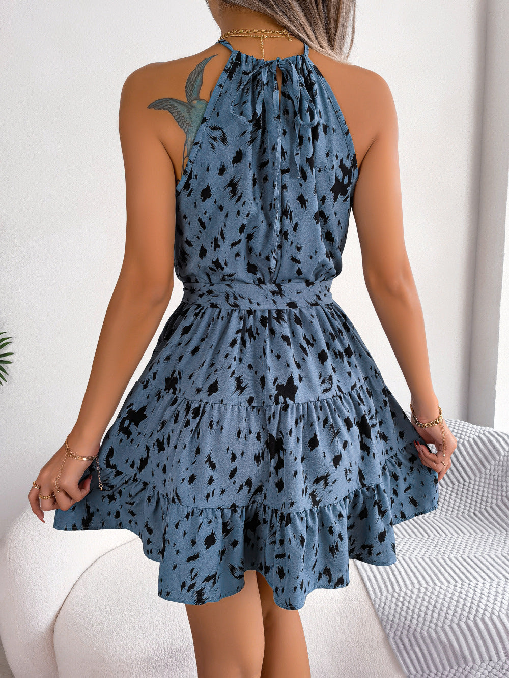 Casual Leopard Print Ruffled Swing Dress Summer Fashion Beach Dresses Women - The Grace