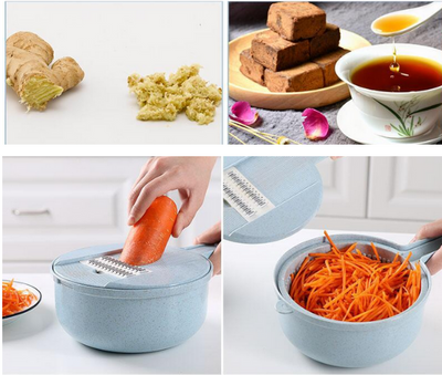 8 In 1 Mandoline Slicer Vegetable Slicer Potato Peeler Carrot Onion Grater With Strainer Vegetable Cutter Kitchen Accessories - The Grace