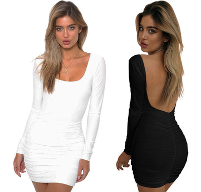 ong sleeve sexy nightclub bag hip dress - The Grace