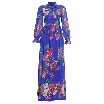 Women's Chiffon Print Big Swing Dress Long Skirt - The Grace