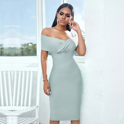 Bandage Dress Women Off Shoulder Midi Club Party Dresses - The Grace