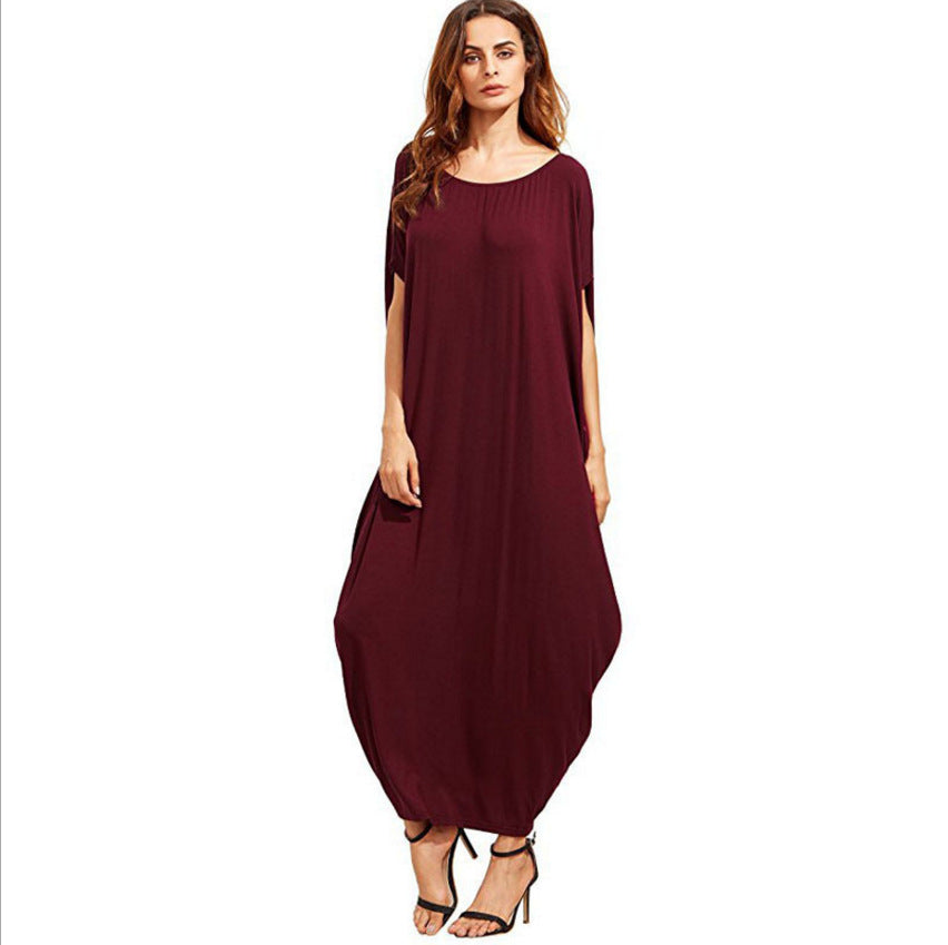 Loose Dress Cross-border Aliexpress Amazon Wish Explosion Solid Color Pleated Long Skirt - The Grace