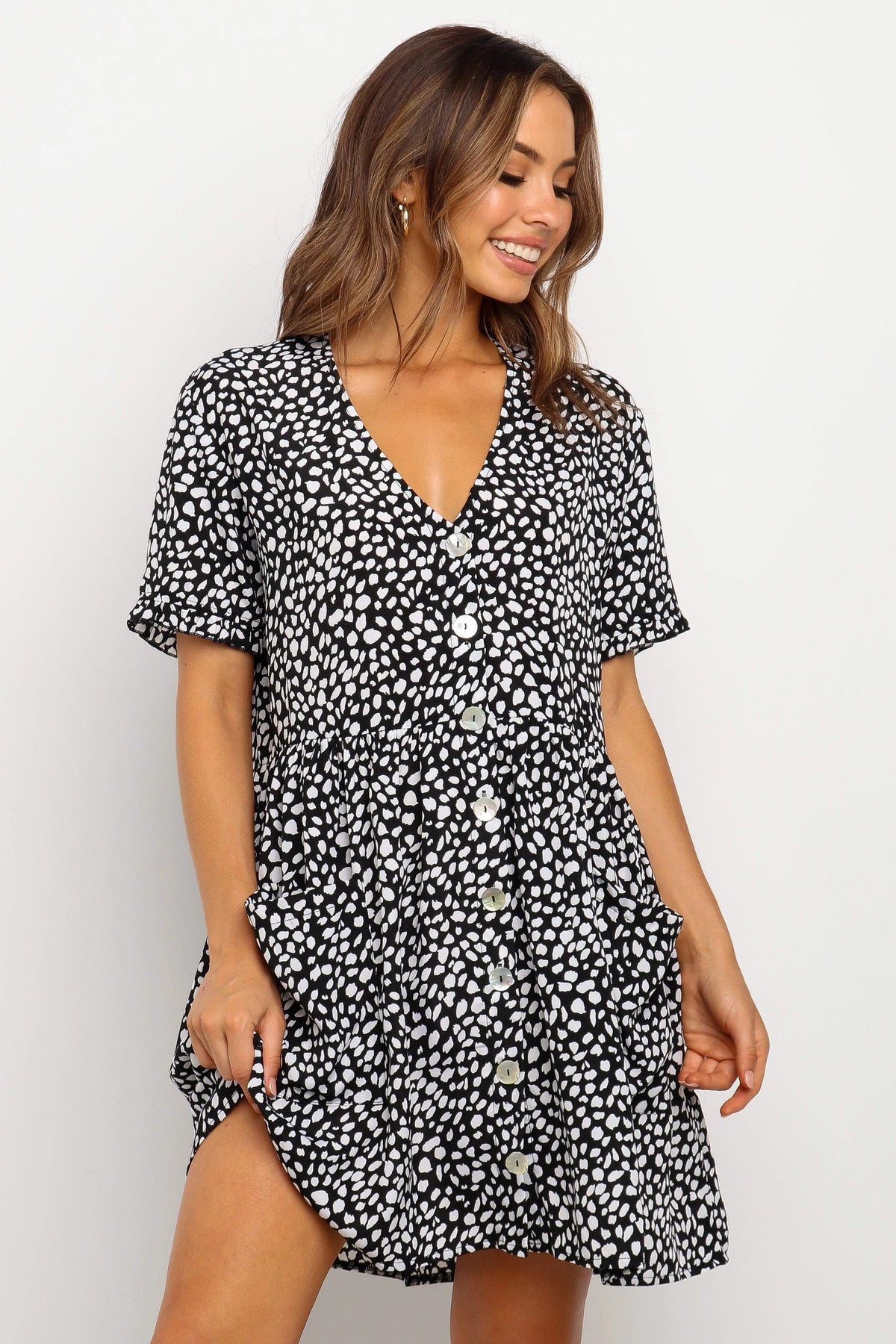 Summer Women Mini Dresses Spring Short Sleeve Dot Printed - The Grace