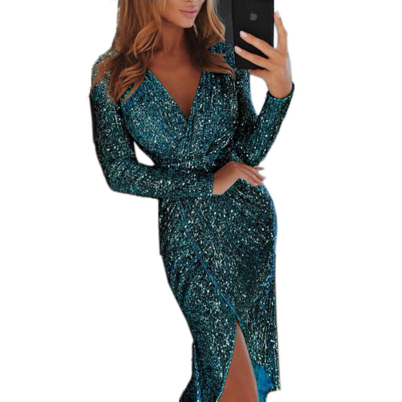 Women Clothes Bodycon Dresses New Ladies Bronzing Long-sleeved - The Grace