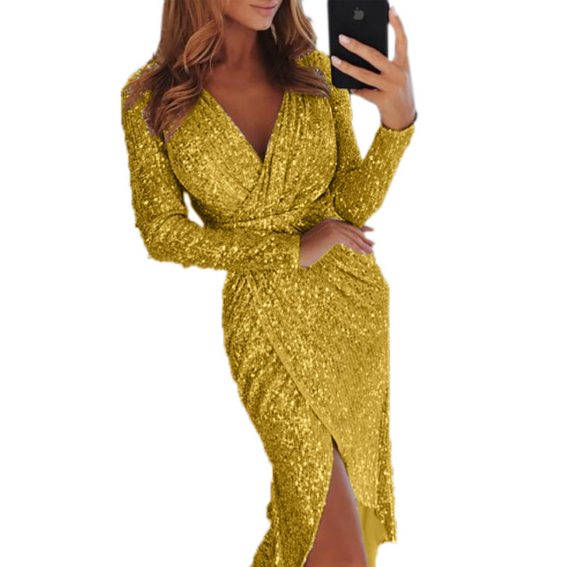 Women Clothes Bodycon Dresses New Ladies Bronzing Long-sleeved - The Grace