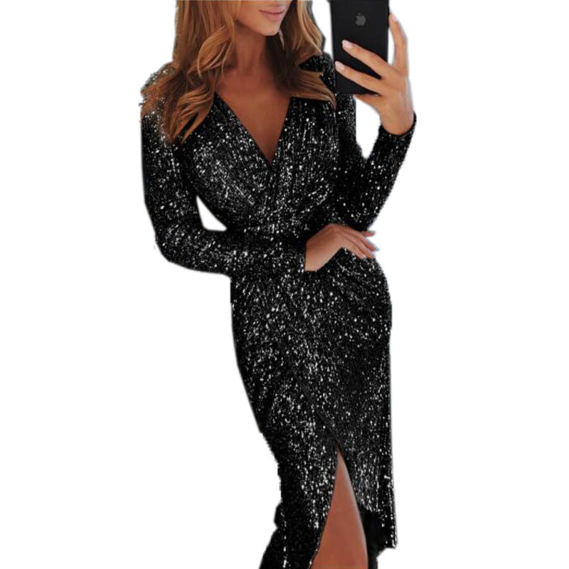 Women Clothes Bodycon Dresses New Ladies Bronzing Long-sleeved - The Grace