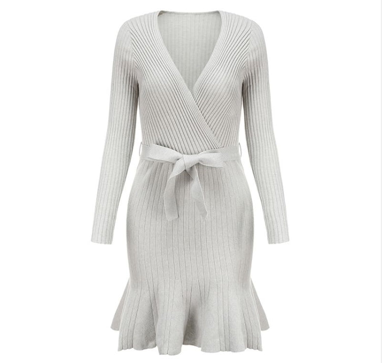 Sexy V Neck Knitted Dresses Women Long Sleeve - The Grace