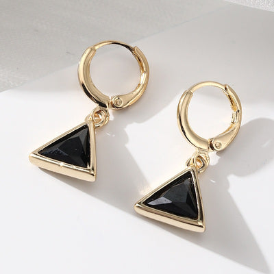 Fashion full diamond geometric triangle earrings for women