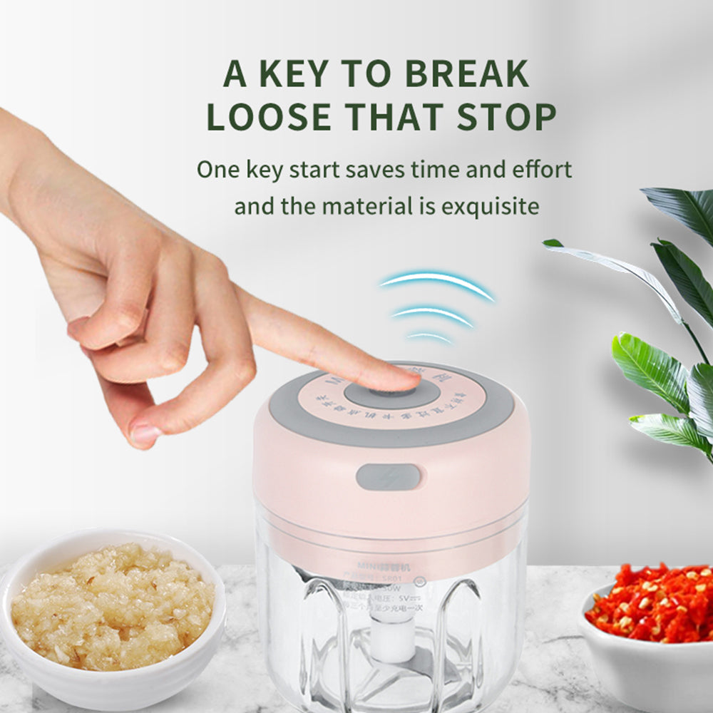 Mini Electric Garlic Chopper USB Charging Ginger Masher Machine Sturdy Durable Chili Vegetable Crusher Kitchen Tool - The Grace