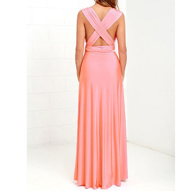 V-neck Long Dress Women Cross Strap Beauty Back Design Party Dresses - The Grace