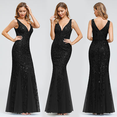 Sleeveless sequined fishtail party evening dress - The Grace