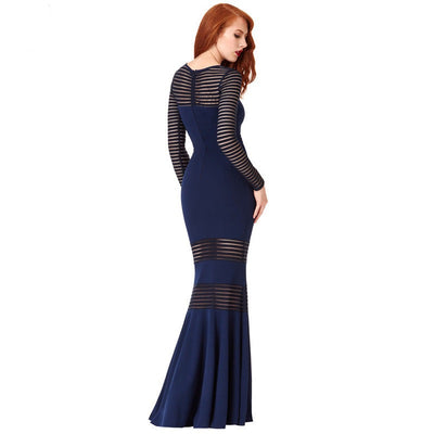 Long Slim Stripe Perspective Mermaid Dress - The Grace