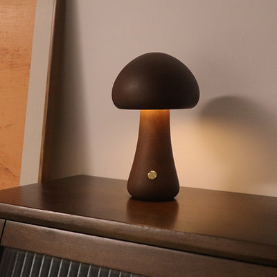 INS Wooden Cute Mushroom LED Night Light With Touch Switch Bedside Table Lamp For Bedroom Childrens Room Sleeping Night Lamps Home Decor - The Grace