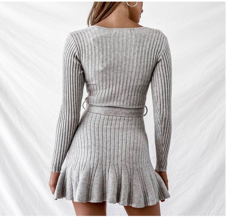 Sexy V Neck Knitted Dresses Women Long Sleeve - The Grace