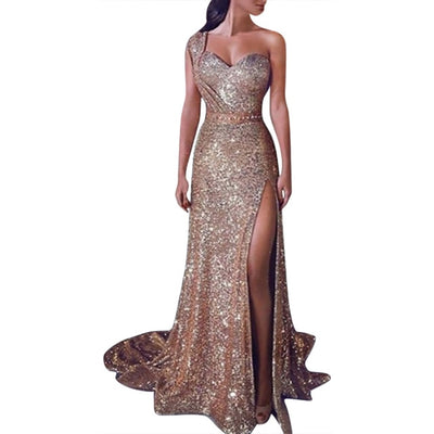 Women Sequin Dress Prom women Sexy Party Gold Sundress Ladies V Neck Dress Abiye Gece Elbisesi