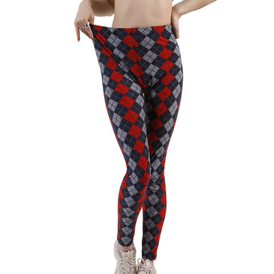 Plaid Leggings Women Sexy Pants Push Up Leggings Fashion F - The Grace