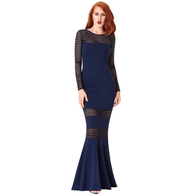 Long Slim Stripe Perspective Mermaid Dress - The Grace