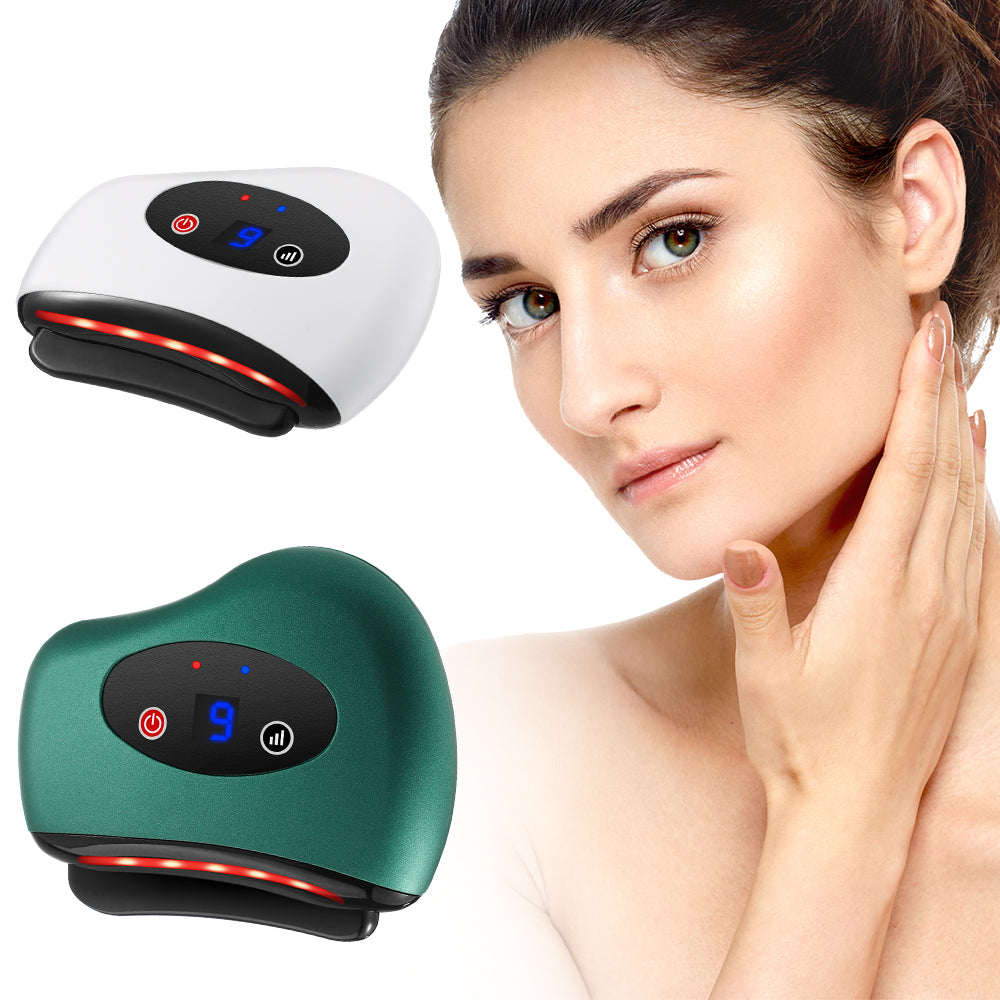 Eletric Bianstone Gua Sha Board Tools Hot Compress Heating Vibration Back Facial Massager Meridian Lymphatic Drainage Scraping Heating Vibration Scraping Neck Face Skin Lifting Removal Wrinkle Tool - The Grace