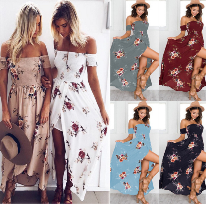 Boho style long dress women Off shoulder beach summer dresses - The Grace