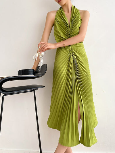 Pleated Sleeveless Strapless Dress Women New Summer Zipper Vest Long Dress Sexy Party Evening Dresses - The Grace