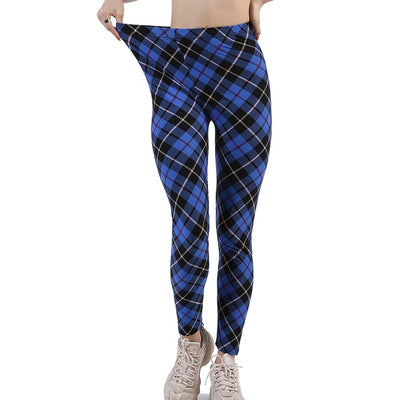 Plaid Leggings Women Sexy Pants Push Up Leggings Fashion F - The Grace