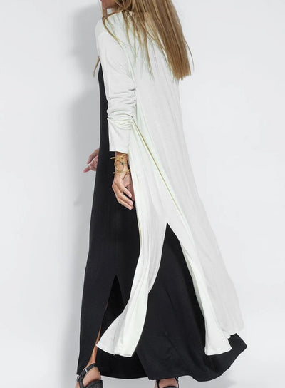 Fashion New Style Solid Color Long Sleeve Long Slit Trench - The Grace