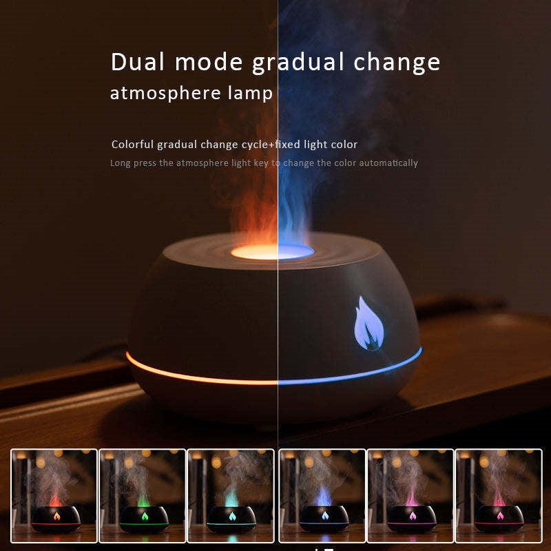 Flame Humidifier Aromatherapy Diffuser 7 Colors Light Home Air Humidifier 130ML USB Room Fragrance Essential Oil Diffuser - The Grace