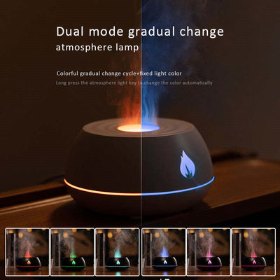 Flame Humidifier Aromatherapy Diffuser 7 Colors Light Home Air Humidifier 130ML USB Room Fragrance Essential Oil Diffuser - The Grace