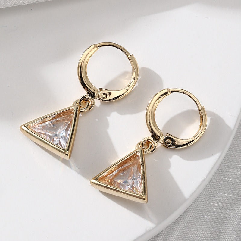 Fashion full diamond geometric triangle earrings for women