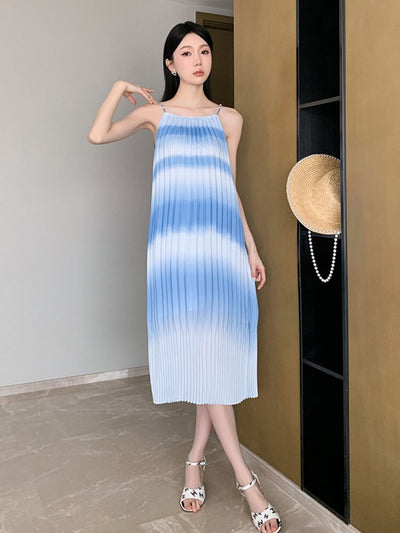 Sling Dress For Women Fashion Gradient Straight Thin A-line Dresses Female Clothing Casual