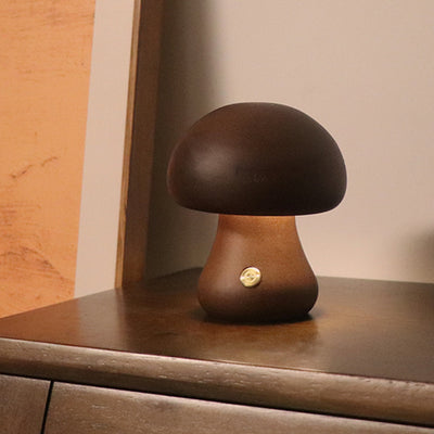 INS Wooden Cute Mushroom LED Night Light With Touch Switch Bedside Table Lamp For Bedroom Childrens Room Sleeping Night Lamps Home Decor - The Grace