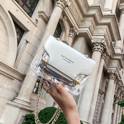 2021 Women Fashion Brand Design Small Square Shoulder Bag Clear Transparent PU Composite Messenger Bags New Female Handbags - The Grace