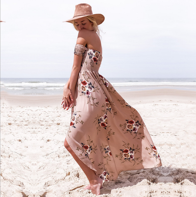 Boho style long dress women Off shoulder beach summer dresses - The Grace