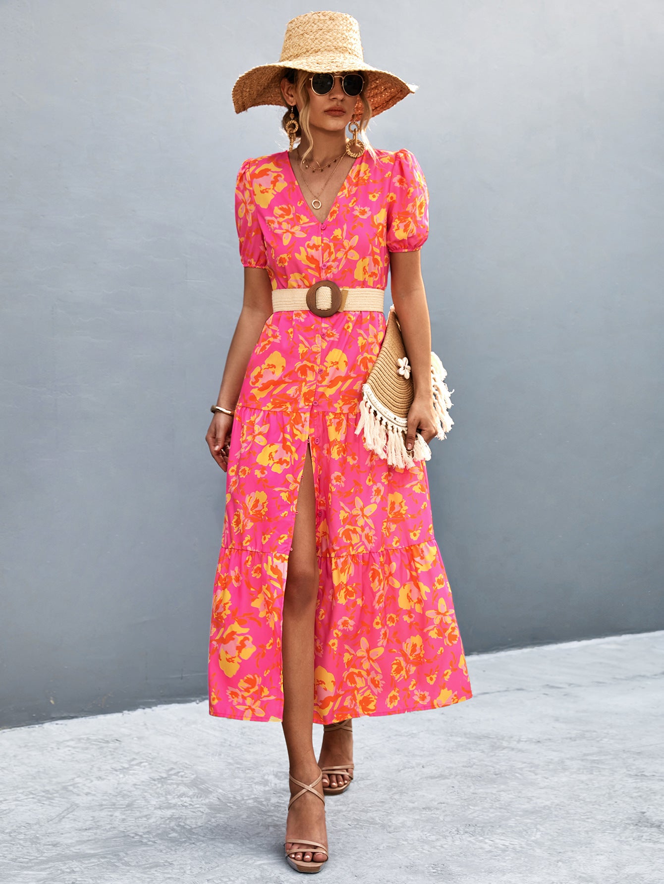 Short Sleeve And Long Pattern Dress - The Grace