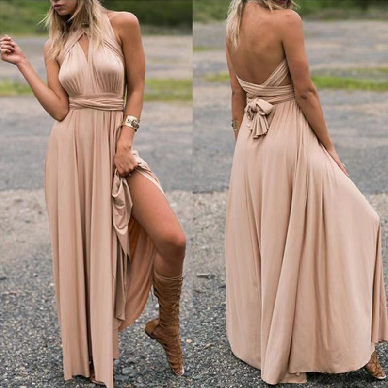 V-neck Long Dress Women Cross Strap Beauty Back Design Party Dresses - The Grace