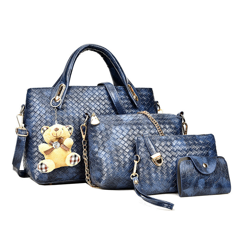 Picture-in-the-mother Bag Four-piece Woven Bear Lady Handbag - The Grace