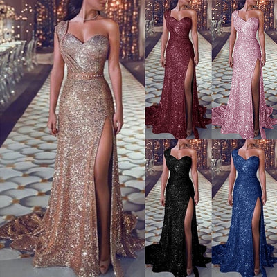 Women Sequin Dress Prom women Sexy Party Gold Sundress Ladies V Neck Dress Abiye Gece Elbisesi