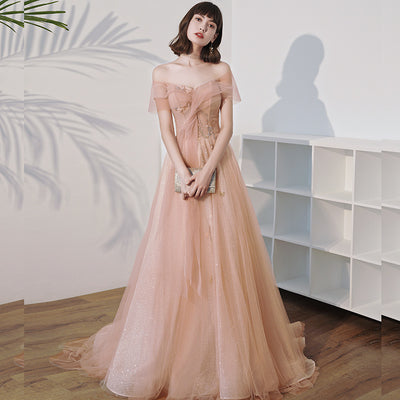 Shoulder Slim Fairy Aura Light Gauze Bridesmaid Dress - The Grace