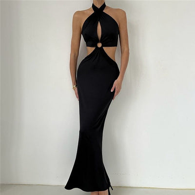 Women's Dresses Sexy Fashion Stitching Neck Straps Backless Long Dress - The Grace