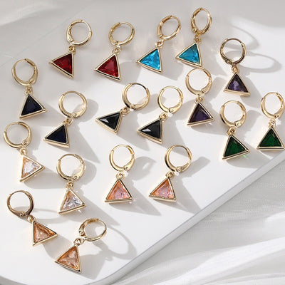 Fashion full diamond geometric triangle earrings for women