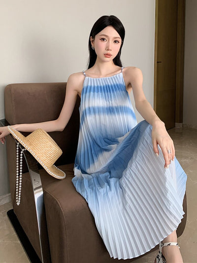 Sling Dress For Women Fashion Gradient Straight Thin A-line Dresses Female Clothing Casual