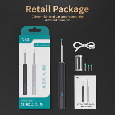 NE3 Ear Cleaner Otoscope Ear Wax Removal Tool With Camera LED Light Wireless Ear Endoscope Ear Cleaning Kit For I-phone - The Grace