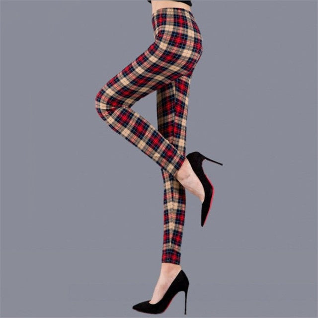 Plaid Leggings Women Sexy Pants Push Up Leggings Fashion F - The Grace