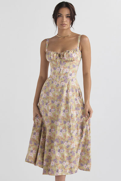 New Women's Floral Print Dress With Straps - The Grace