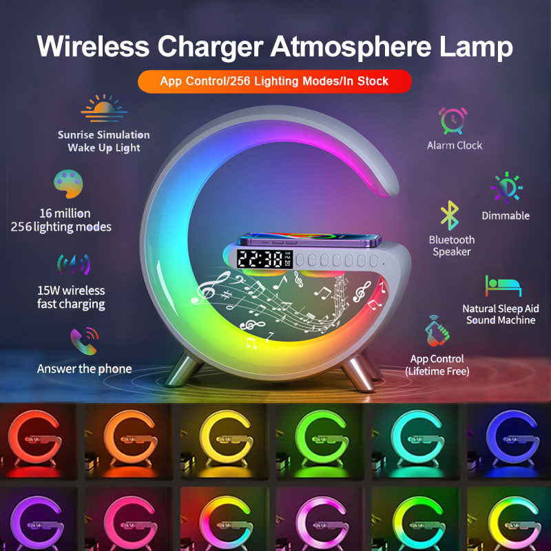 2023 New Intelligent LED Lamp Bluetooth Speake Wireless Charger Atmosphere Lamp App Control For Bedroom Home Decor - The Grace