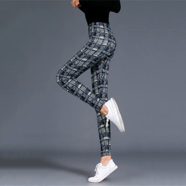 Plaid Leggings Women Sexy Pants Push Up Leggings Fashion F - The Grace